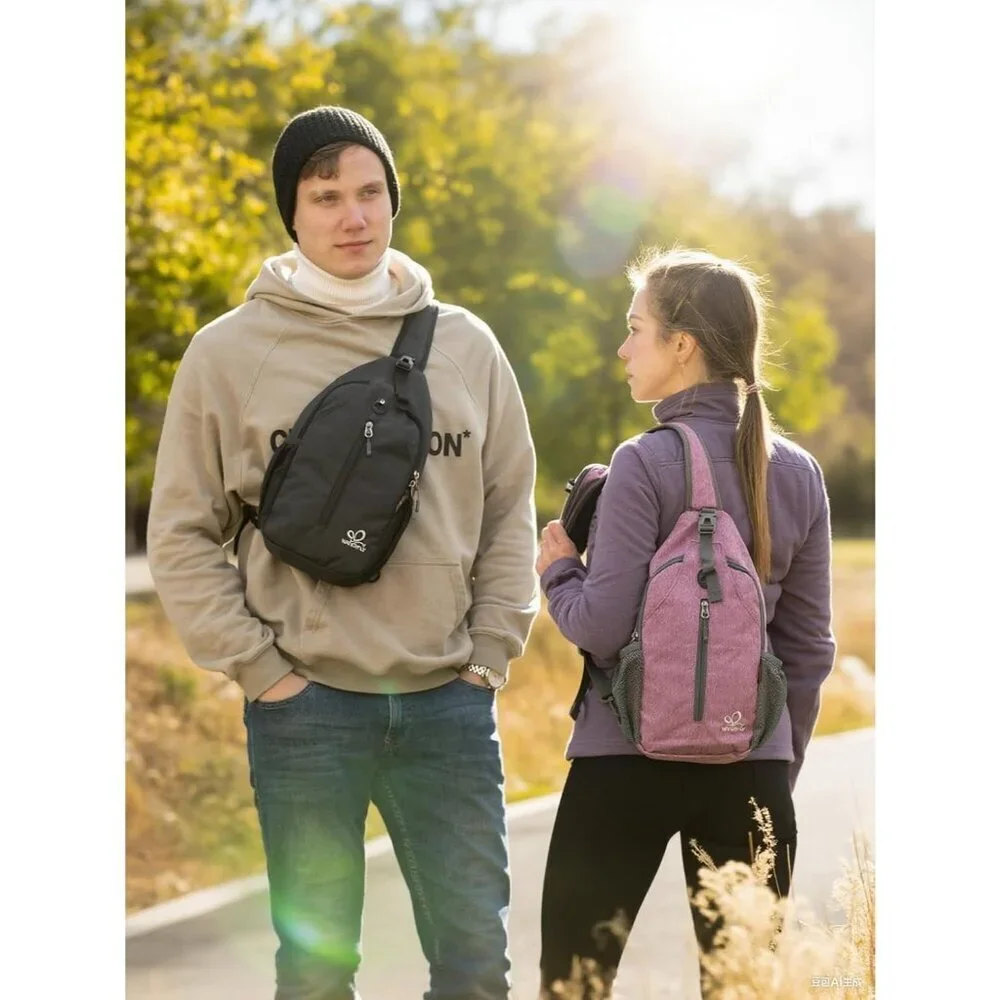 Men Teal Blue Crossbody Sling Backpack Sling Bag Travel Hiking Chest Bag Daypack